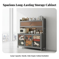 Multipurpose Design Freestanding baker's Rack with Cabinet utilitarian design Multi-Tier baker's Rack Sturdy Frame Kitchen Organizer Raised Guardrail for Home Cooks, Homeowners, Families, Dining Room, Pantry, Cviewee Station