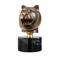 Animal Bust Bronze-Toned Tabletop Sculpture Realistic Tabletop Decoration for Home Stylists, Bookshelf