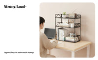 Space-Saving Multi-Tier Desktop organizer Easy Assembly Multi-Tier Desk Rack Modern Design desktop Shelf Sturdy Construction for Students, Home Workers, Women, Study Room