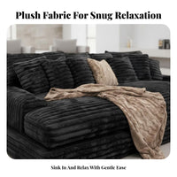 Wideribbed texture cushiPremiumd Sectional Removable Cover Living Room Furniture Easy to Clean configurable Sofa for Families, homeowners, Villa, Lounge Area, Home Theater