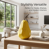 Fruit Sculpture Pear Ornament for Modern Living Room, Ceramic Fruit Sculpture Geometric Design, Lustre Glittery Fruit Sculpture