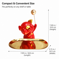 Pig Figurine Decorative Tray, Resin Desk Decor 18x14.5x19cm, Trinket Tray Key Bowl Watch Holder for Entryway Table