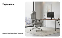 Reclining Function Highspine Ergonomic Chair Lumbar Support Highspine Ergonomic Mesh Chair 360-Degree rotate Computer Seat Adjustable limbrests for Remote Workers, video game enthusiasts, Students, Gaming Setup, Study Room