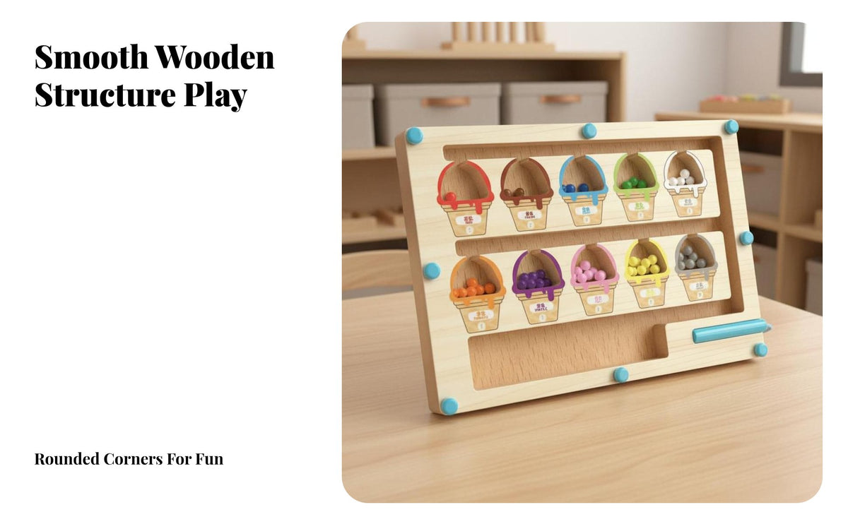 Develops Logical Thinking Bead Maze Fine Movement Skills Development Bead Maze Board Hand-Eye Coordination Wooden Attractive Activity Board Attached Wand for Toddlers, Preschoolers, Quiet Time, Preschool Classroom, Travel