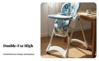 Space Saving Multi-Function High Chair with Tray Easy to Clean Foldable Feeding Chair with Tray 5-Point Harness Reclinable Seat for Toddlers, Infants, Newborns, Home, Kitchen, Living Room, Travel