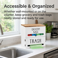 Wooden Grocery Bag Dispenser, Bag Holder for Kitchen Storage, Trash Bag Holder Organizer, Wall Mount Bag Dispenser, Home Storage