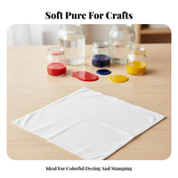 White Handkerchief Soft & Breathable Color Dyeing Textile Square Washable DIY Dyeing Material for Kids, Beginners, Art Class, Workshops, Summer Camp
