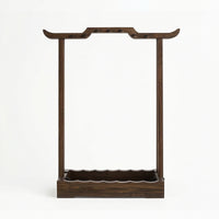 Bamboo Calligraphy Brush Rack 14-Hook Calligraphy Brush Holder with Tray Freestanding Hanging for Calligraphers