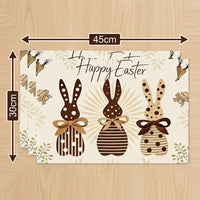 4Pcs Mode Carrots Rabbits Bunny Happy Easter, Linen Placemat Decorative Textile Dining Placemat Sturdy Washable Kitchen Table Mat for Families, Hosts, Holiday Dinners, Parties, Restaurants