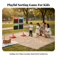 Develops Movement Skills Garbage Sorting Toss Game Improves Hand-Eye Coordination Trash Classification Throwing Game Portable Beanbag Toss Target Set Foldable Design for Preschoolers, Toddlers, Kindergarten, Physical Education Class, Playground, Backyard