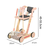 Wooden Cleaning Trolley Role Playing Housekeeping Push Trolley Toy Educational