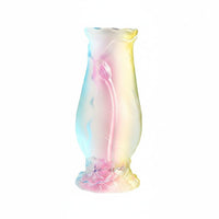 Thick Walled Liuli Glass Offering Vase Stable Base Buddhist Lotus Flower Vase House Decoration for Buddhists