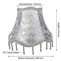 Light Shade with Beaded Trim for Ceiling and Table Lamps, Textile Lampshade for Living Room Decor and Bedroom