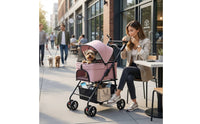 Mesh Pet Stroller with Detachable Carrier Spacious Pet Stroller with Cup Holder Lightweight Stable for Small Pets, Dogs