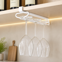 Wine Glass Holder, Hanging Glass Holder, Glass Holder Under Cabinet, 31cm, Matte, Drill-Free, Modern, Space-Saving