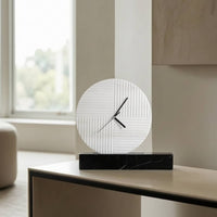 Decorative Clock with Marble Base Modern Geometric Table Clock Minimalist for Desk