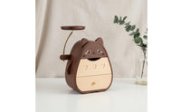 Cat Shaped Desk Organizer Wood Wooden Drawer Storage Box Multi-Compartment Design Cute Cartoon Storage Holder for Bedroom