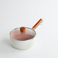 Baby Food Milk Pan with Rice Stone Coating and Wooden Handle, Nonstick Cooking Pot for Noodle Pot and Soup Pot, Sauce Pan with Saucepan Lid