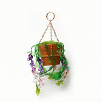 Hanging Plant Pot Ornament Beaded Plant Hanger with Beads Decorative Disco Ball Planter with Chain for Window, Porch, Balcony