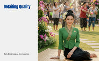 Dai Ethnic Dress for Women, Lightweight Breathable Summer Outfit, Water Splashing Costume, Black Skirt, Embroidered Workwear