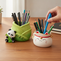 Lucky Cat Multifunctional Phone Holder Pen Holder Desktop Ornament for Teachers