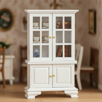 Dollhouse Cabinet with Glass Doors Elegant Dollhouse Cabinet Cupboard with Transparent Doors for Collectors