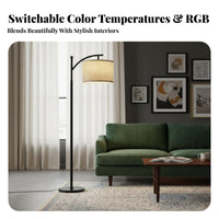 Stepless Dimming Dimmable Standing Light Adjustable Color Temperature over Couch Floor Lamp Modern Design Arc Floor Lamp Sturdy Metal Base for Families, Homeowners, Students, Living Room, Bedroom, Reading Nook, Deactivate Ice