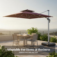 Square Cantilever Umbrella Sun Protection Cantilever Umbrella Waterproof for Residents, Business Owners, Patio, Backyard, Pool Area