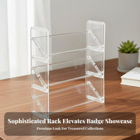 Tiered Design Acrylic Badge Display Stand Easy to Clean Transparent Pin Display Rack Long-Lasting for Shop Owners, Desktop, Bedroom