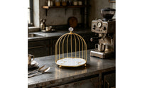 2 Pieces Gold Finish Birdcage Cake Stand Decorative Dome Shape Bird Enclosure Cake Stand Easy to Display Food Multi-Tier Dessert Tray Elegant for Afternoon Tea, Restaurant