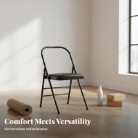 Thickened Frame Iyengar Mind-Body Exercise Chair Portable Iyengar Practice Chair Space-Saving Padded Exercise Stool Stable for Beginners, Seniors, Home Gym, Living Room