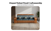 Chinese Design Carved Sofa Carvings Solid Wood Sofa Set Four-Season Use L Shaped Couch for Families, Adults, Home, Reception Area, Small Space