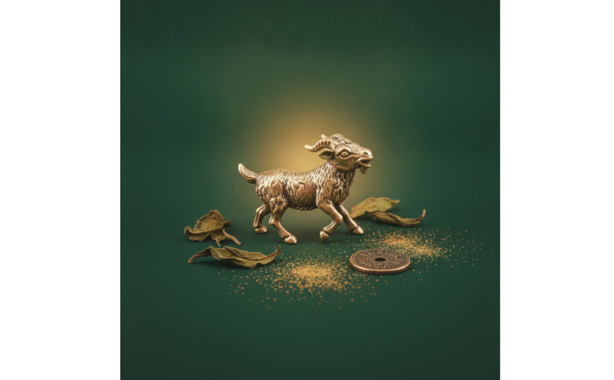 Brass Goat Figurine Small Brass Tea Pet Mini for Office Shelf, Display Cabinet