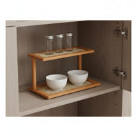 2-Tier Organizer Shelf Stable Structure 2-Tier Wooden Organizer Easy Assembly Desktop Storage Rack for Cabinet, Washroom, Office