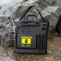 Reinforced Waterproof Fishing Bag, Black Carbon Fiber Fishing Bag, with Zipper and Side Pocket, for Voluminous Equipment