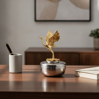 Jar with   Figurine Silver-Toned Jar with Lid Decorative Canister for Living Room