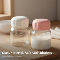 Plump Glass Bottle Food Grade Portable Glass Cup Reusable Drink Bottle for Office Workers, Health-Conscious People, School, Kitchen, Picnics