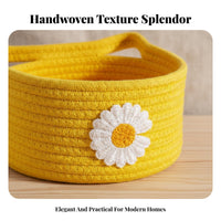 Decorative Woven Rope Basket Multi-Functional Desktop Organizer Space-Saving Sundries Holder Giftable for Makeup Users, Office Workers, Students, Desk, Bedroom, Living Room, Entryway