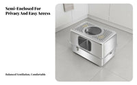 Stainless Steel Litter Box Easy to Clean Extra Large Cat Box Anti-Splash