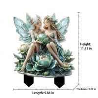 Fairy Garden Stake Decoration, Acrylic Potted Plant Stake, Weather-Resistant Outdoor Decor Stake for Patio Garden, Full Color Printed