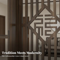 Entryway Partition Cabinet Multi-Functional Design Chinese Design Fretwork Screen Large Storage Space Wooden Screen Partition for Homeowners, Bedroom