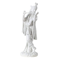 Sacred Deity Statue with Wind Instrument Devotional Sacred Deity Idol with Wind Instrument Carved Hindu Idol for Home Temple, Meditation Altar