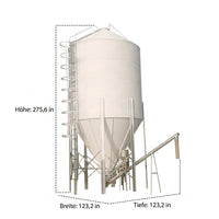 Galvanized Steel Silo for Poultry, Large Corrugated Sheet Feed Silo 20 Tons, Fully Automatic for Farm, Pigs, Sheep, Ducks