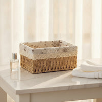 Woven Basket with Lining Practical   Storage Box Desktop Organizer for Bedside Table