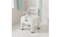 Easy-to-Clean Commode Chair with Container Non-Slip Shower Commode Chair Waterproof Bathroom Aid Anti-Skid for Elderly, Seniors, Disabled, Home Care