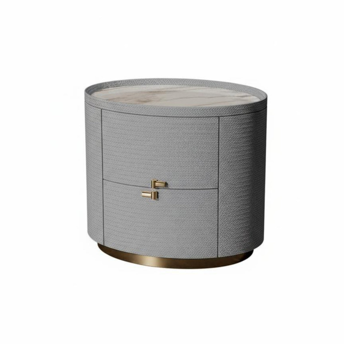 Luxury Design Oval Woven End Table Installationno-assembly Nightstand Easy to Assemble Bedroom Furniture Two Drawers for Homeowners, Interior Decorators, Renters, Hotel Room, Entryway, Hallway, Office