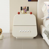 Mini Size Cartoon Bear Nightstand Space-Saving Bedside Table Rounded Corners Storage Cabinet Easy Assembly for Children, Toddlers, Parents, kid's Room, Bedroom, Nursery, Playroom