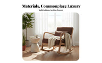 Nordic Design Upholstered Rocking Chair Sturdy Frame Household Furniture High Backrest Home Seating Ergonomic Design for Book Lovers, New Mothers, Balcony, Living Room, Bedroom, Reading Nook