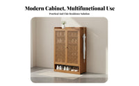 Breathable Design Louvered Door Shoe Cabinet Dust-Proof Multi-Layer Shoe Rack with Doors Large Capacity Louvered Door Storage Cabinet Easy Assembly for Apartment Dwellers, Homeowners, Families, Hallway, Mudroom, Living Room, Bedroom