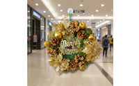 Festive Christmas Wreath Pre-Decorated Artificial Fir Wreath Versatile Decoration Merry Christmas Door Hanger Dense and Full for Business Owners, Mantel Display